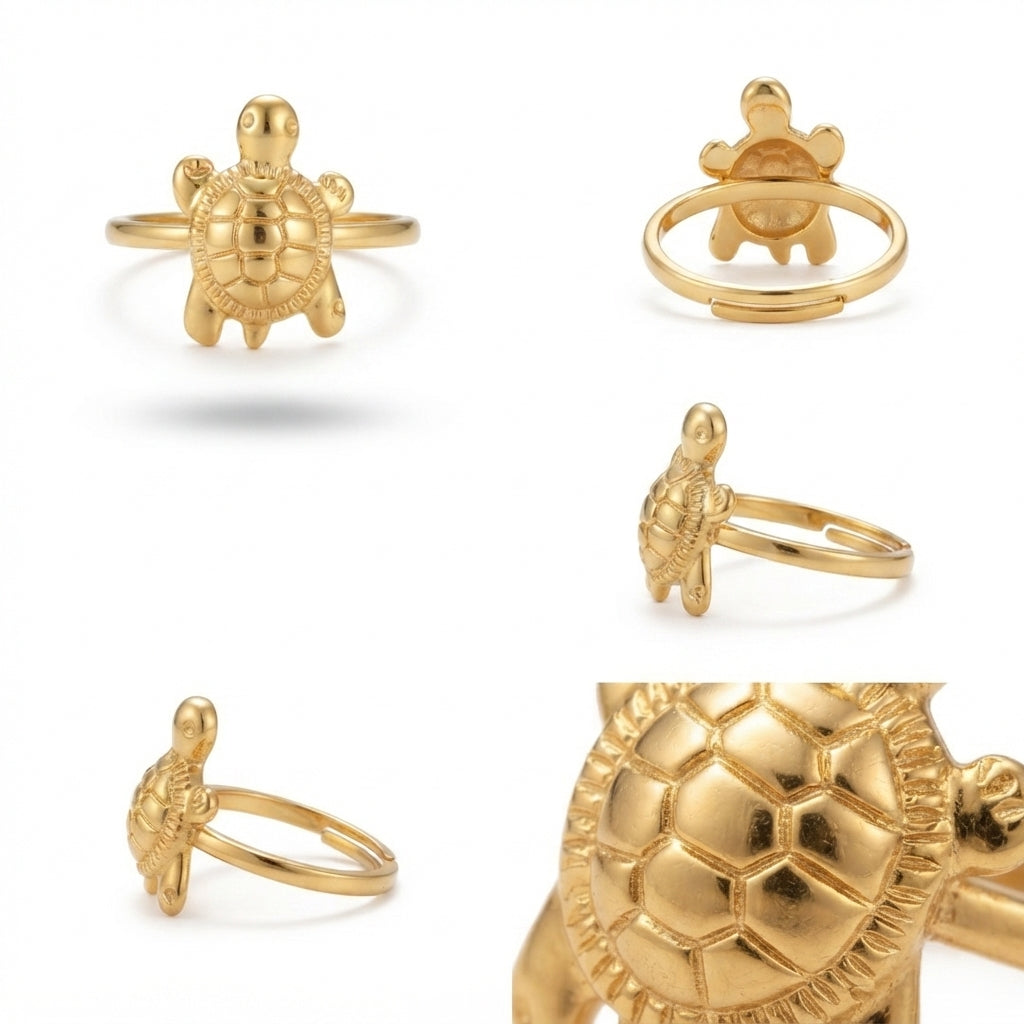 The Honu | Sculpted Sea Turtle Ring in Gold – Elora