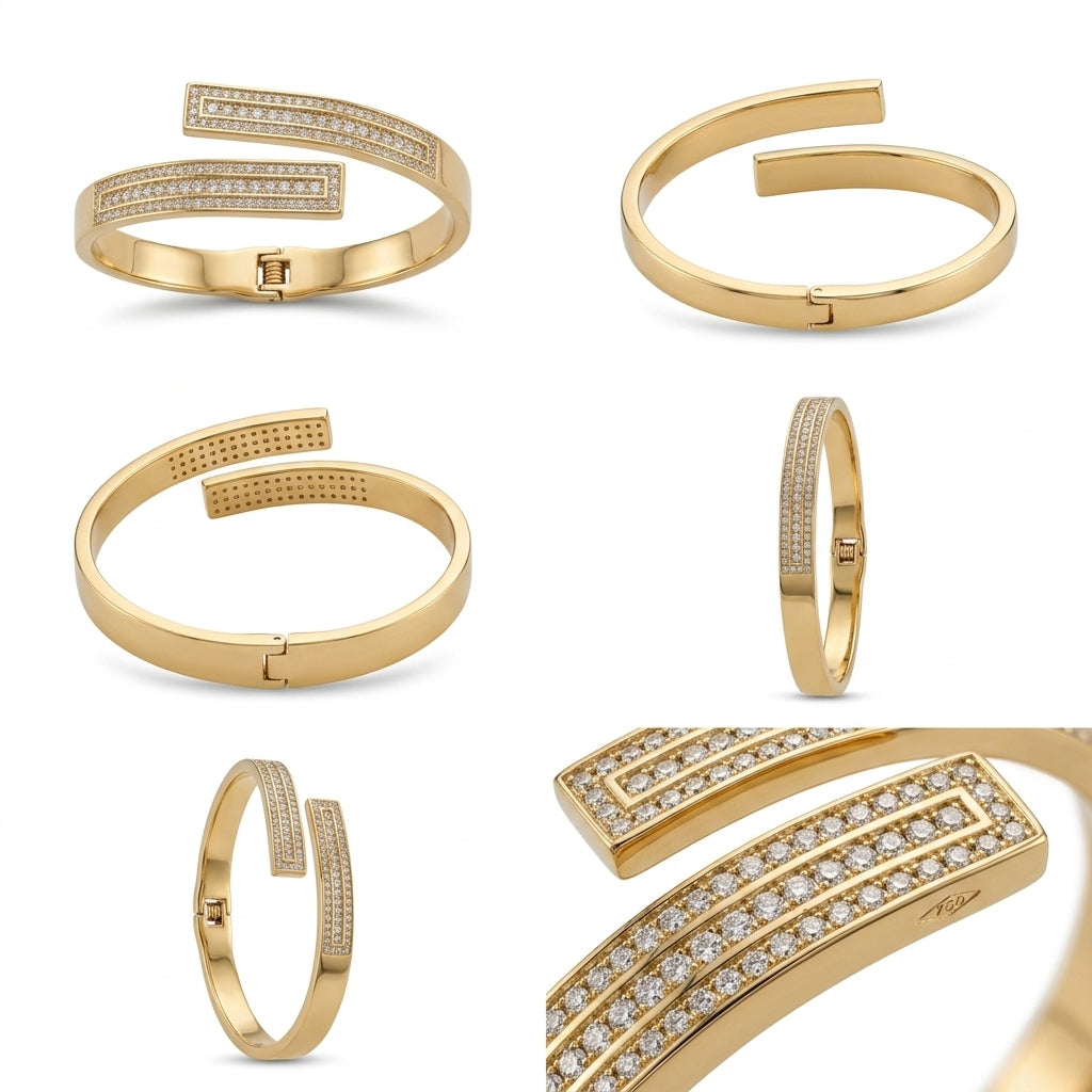 The Sovereign | Pavé Bypass Bangle in Gold – Elora