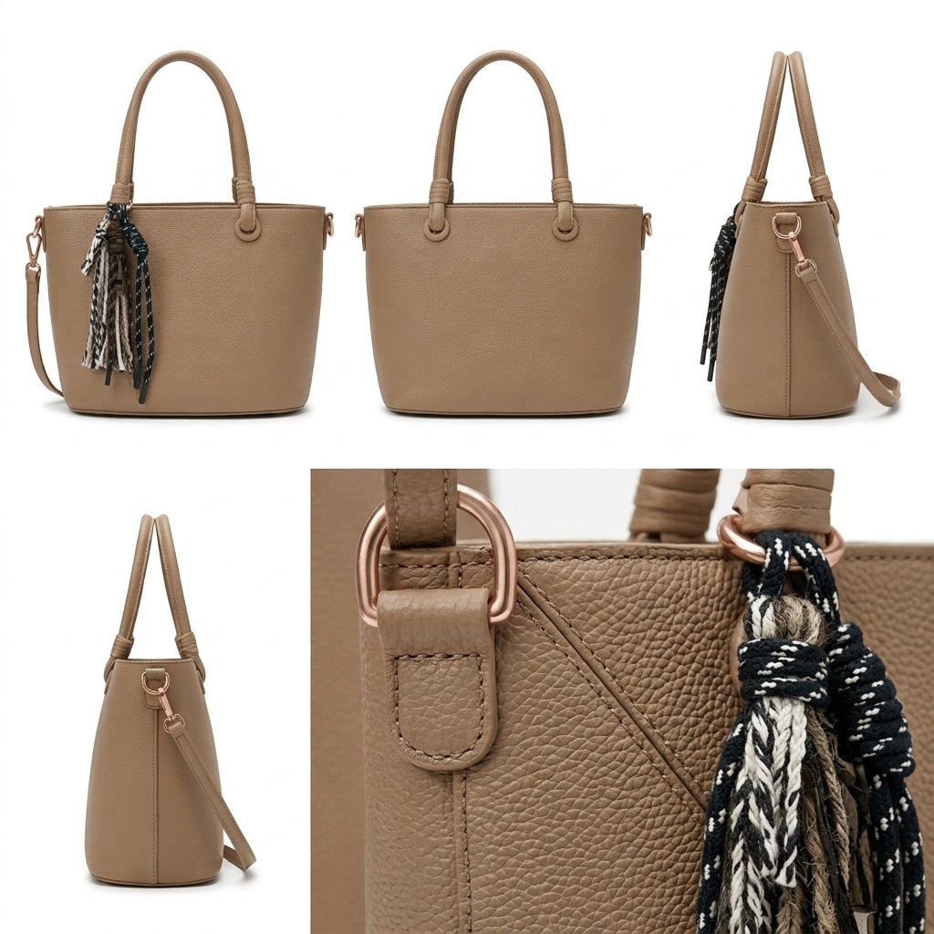 The Paloma | Knotted Pebbled Leather Mini Tote in Taupe – Elora